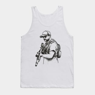 A Professional Sniper Guy Sketch Art Tank Top